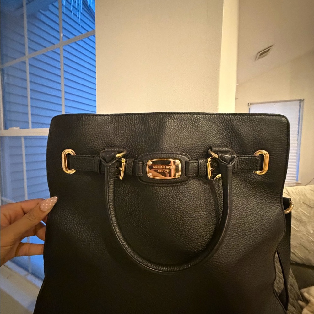 Black Leather MK Hamilton Bag